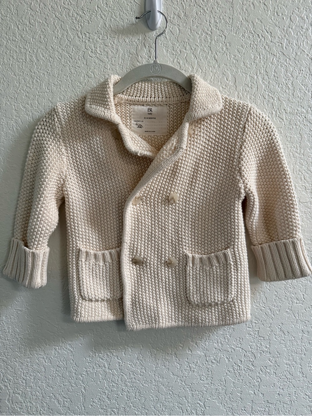 Banana Republic Cream Double-Breasted Knit Pea Coat Sweater 100% Cotton